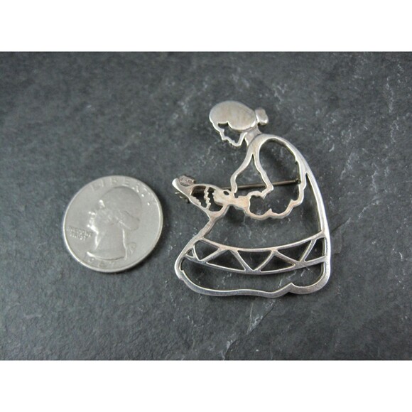 Navajo Mother and Child Brooch Sterling Silver - Picture 9 of 14